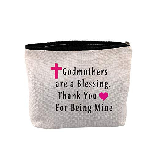 LEVLO Godmother Gifts Godmothers are a Blessing Thank You Being Mine Religious Cosmetic Bags Christening Gifts -Godmothers are a Blessing.-
