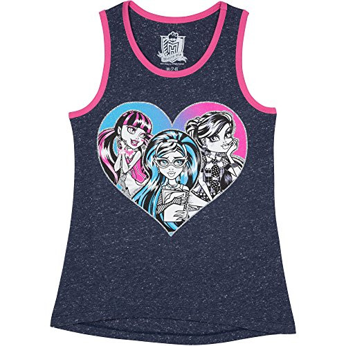 Monster High Girls' Monster Heart Tank, Navy -7-8-
