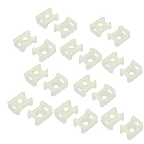 X-DREE 23mmx16mmx10mm Nylon Saddle Type Cable Tie Mount Base Wire Holder White 20pcs -Support de fil blanc 20pcs de type serre-câble en nylon, type selle 23mmx16mmx10mm