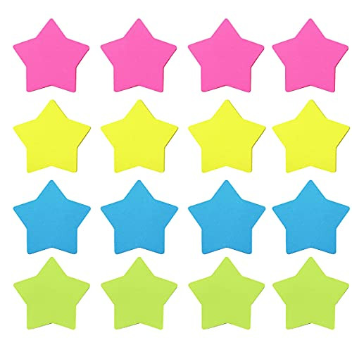 Self-Stick Removable Star Shaped Sticky Notes,Bright Colors,16 Pads 25 Sheets/Pad 3x3 Inches,Easy to Post for Office,Home,Notebook