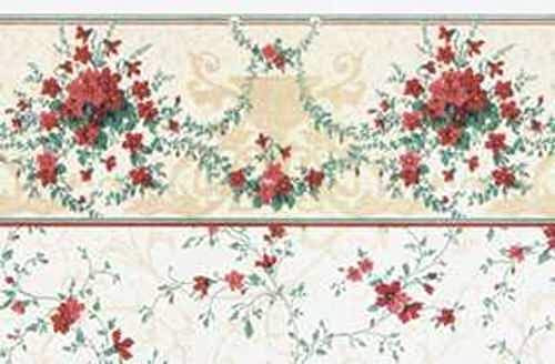 Melody Jane Dollhouse Sonata Burgundy Miniature Print Wallpaper 3 Sheets
