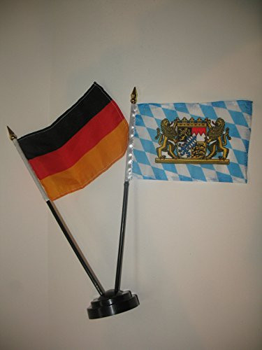German Germany Bavaria Bavarian Lion Crest Flag 4"x6" Desk Set Black Base Vivid Color and UV Fade Resistant Canvas Header and polyester material