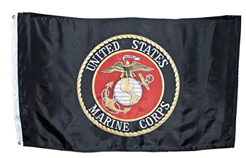 12x18 12"x18" Marines USMC Marine Corps Black Emblem Flag Vivid Color and UV Fade Resistant Canvas Header and polyester material