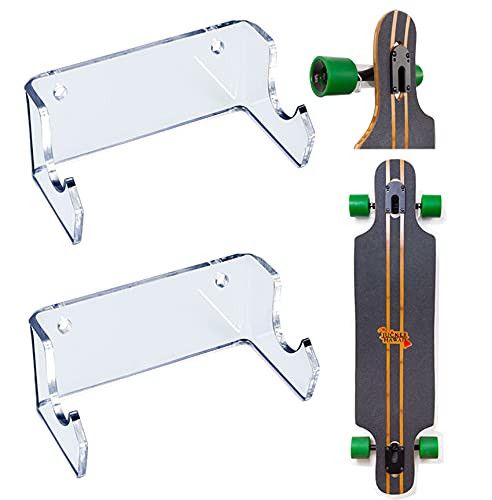 WANLIAN Skateboard Rack Skateboard Wall Rack Display Rack Hanger Hanger Skateboard Wall Mount Deck Rack 2 Pack -Transparent-
