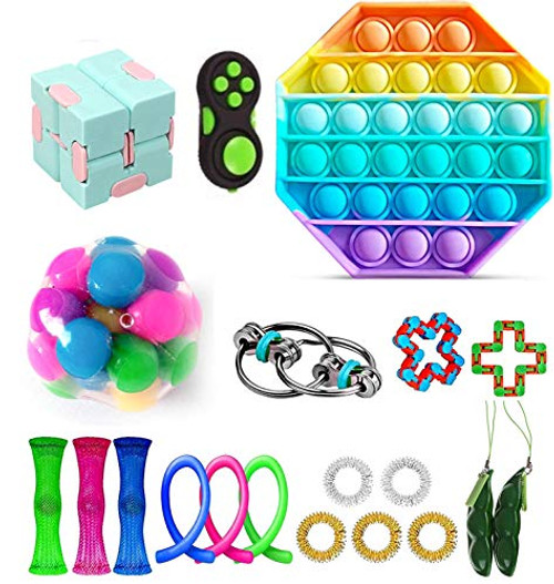 PXIAOPANG Fidget Toys Pack, Stress Relief Cheap Fidget Toys Set with Push Pop Bubble, Fidget Pack for Kid Adults -Pack A-