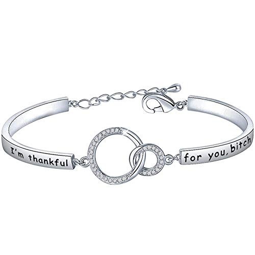 Lywjyb Birdgot Friend Thank You Gift I'm Thankful for You Bitch Friendship Keychain Best Friend Appreciation Gift -Thankful Bitch S-