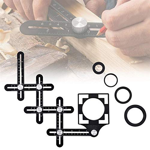 Multi angle measuring ruler,Multi Angle Tool,6-Sided Angle Measurement,Tile Opening Hole angle template tool,Upgraded Aluminum Alloy Ruler,Angle copier,For Builders, Craftsmen, Carpenters/Black