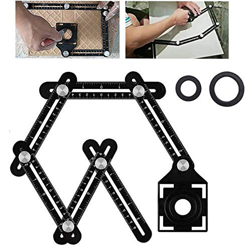 Multi Angle Tool,Multi angle measuring ruler,6-Sided Angle Measurement Tool,Multi Angle Aluminum Alloy Measuring Ruler,Multifunctional measuring ruler,Layout Tool for Handymen, Builders, Craftsmen.