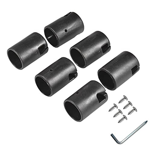 MTAPH Trampoline Shell Cap, 6 Pcs Trampoline Enclosure Pole Cap with Screws Wrenches for Flat Steel Sheet Top Ring System, Thickened and Durable, Black