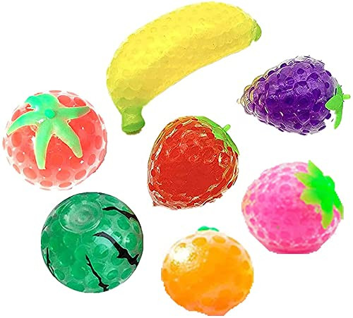 5cm Squishy Balls Fidget Toy,Fruit Water Bead Filled Squeeze Stress Balls,Sensory Fidget Toys,Autism Squeeze Anxiety Fidget,Stress Relief for ADHD,OCD,Autism, Depressions and Anxiety Disorders -5Pcs-