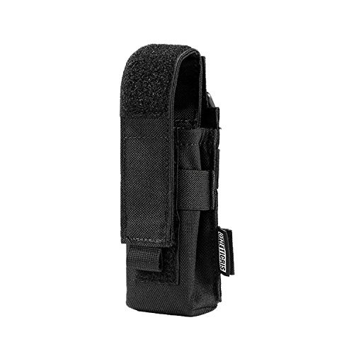 OneTigris Flashlight Pouch Holster Tactical Molle 1000D Cordura Nylon Flashlight Pouch Holder (Black)