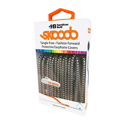 Skooob Tangle Free Earbud Covers - Knot Free Cable Protector - Stylish Earphone Covers -Silver-