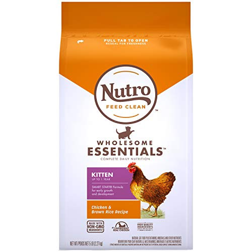 NUTRO WHOLESOME ESSENTIALS Natural Dry Cat Food, Kitten Chicken  and  Brown Rice Recipe Cat Kibble, 5 lb. Bag