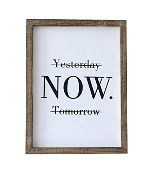 SANY DAYO HOME Yesterday, Now, Tomorrow Inspirational Saying Rustic Wood Framed Signs 12 x 16 inch Farmhouse Hanging Wall Art for Home, Kitchen, Bathroom Decor