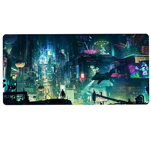 Aimetech Large Gaming Mouse Pad XXL Extended Keyboard and Mouse Pad -35.4x15.7 inch-,Desk Mousepad Computer Keyboard Mat with Stitched Edges for Gamer,Non-Slip Base, Water-Resistant -90x40 kehuanA11-
