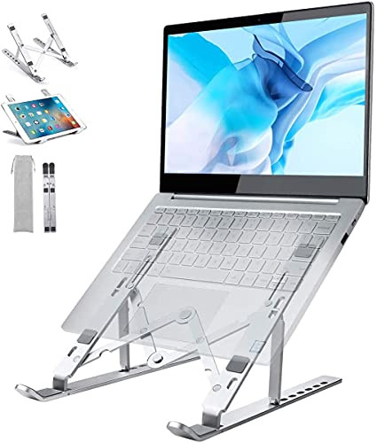 Laptop Stand for Desk, Ergonomic Aluminum Laptop Riser 7 Adjustable Height Foldable Portable Notebook Computer Stand for 8-18" Laptop Tablets Compatible with MacBook Air Pro, HP