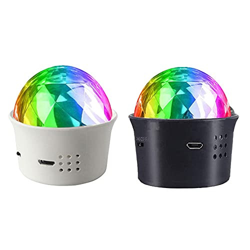 [2 Pack- Wireless Disco DJ Strobe Light Battery Powered Sound Activated Multi-Coloured Disco Ball Light Mini Portable RGB DJ Stage Light with USB