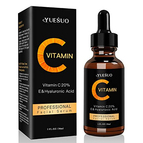 Yuesuo Vitamin C Serum for Face with Hyaluronic Acid and Vitamin E Facial Serum, Organic Anti Aging Serum for Sun Damage, Acne, Brighten Hydrate, Collagen Booster?anti Wrinkles, Fine Lines, Age spot