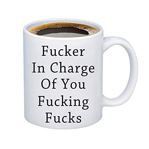 Boss Mug Funny Boss Gifts Fucker in Charge of You Fucking Fucks Office Gag Gifts for Boss Leader -White Boss Mug-