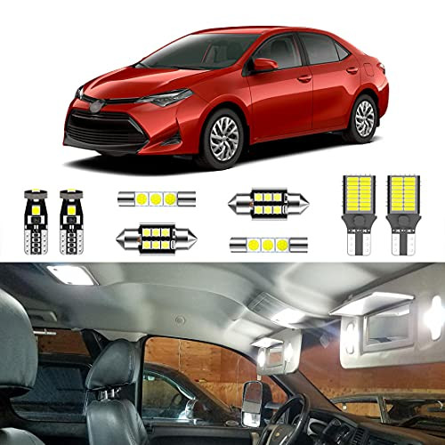 LIGHSTA 6PCS Super Bright White LED Interior Light Kit Package for 2003-2021 Toyota Corolla  plus License Plate Lights and Install Tool