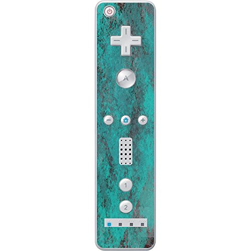 Teal Watercolor on Grey Background Vintage Grunge Abstract Design Vinyl Decal Sticker Skin by Moonlight Printing for Wiimote Wii Controller