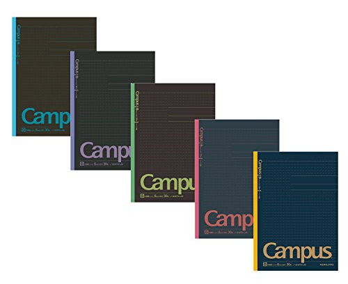 Kokuyo Campus Todai Series Pre-Dotted Notebook, Semi B5 Pre-Dotted-Line 30 Sheets - 60 Pages, Pack of 5 Limited Dark Colors 5 Notebooks -6mm-