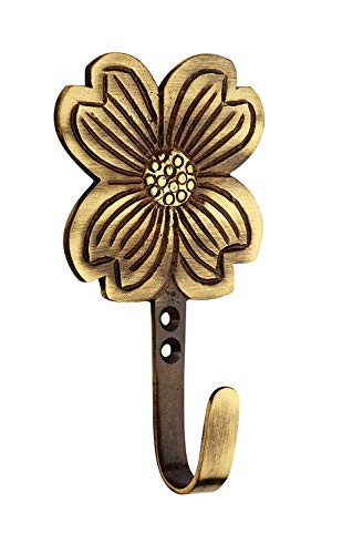 Brass Key Hanger Wall Hook Wall Hanger Decorative Organizer Hook Flower Antique