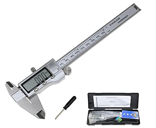 Electronic Digital Vernier Caliper, Stainless Steel Caliper 150mm/0-6 inch Measuring Tools with Extra-Large LCD Screen, inch/Metric Conversion