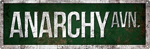 HomDeo Vintage Metal Signs Anarchy Avenue, Quirky Slim Tin Sign 6"x16" Garage Home Man Cave Vintage Style Wall Unique Decor