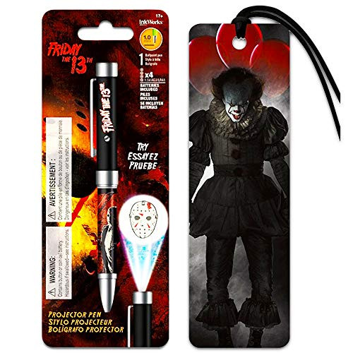 Friday the 13th Merchandise Bundle Set ~ Premium Friday the 13th Projector Pen and It Clown Bookmark -Friday the 13th Party Supplies-