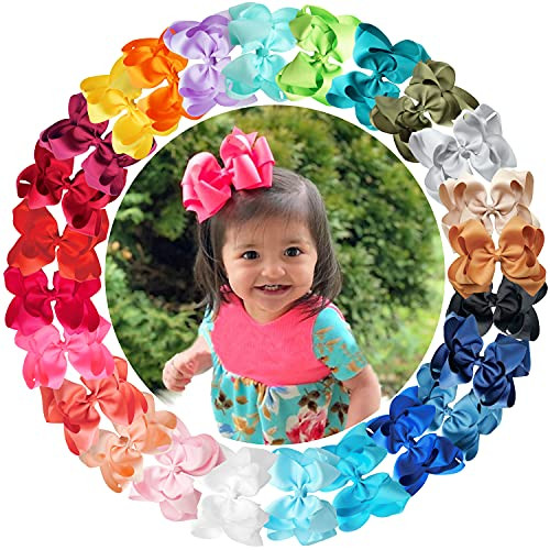 25 Colors 6Inch Hair Bows Clips Double Layered Grosgrain Ribbon Hair Bows Alligator Clips Baby Girls Large Big Bows Hair Barrettes for Kids Children Toddlers Teens 25 Colors 6Inch Hair Bows Clips Double Layered Grosgrain Ribbon Hair Bows Alligator Clips Baby Girls Large Big Bows Hair Barrettes for Kids Children Toddlers Teens