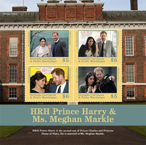 2018 HRH Prince Harry  and  Meghan Markle - Collectible Sheet of 4 Stamps, Mint Never Hinged