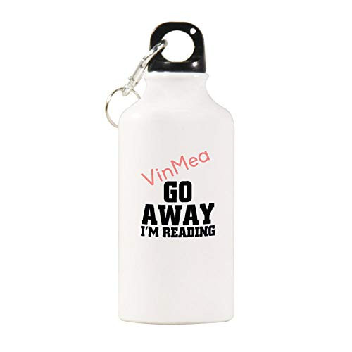 VinMea Funny Stainless Steel Sports Water Bottle Go Away I'm Reading Insulated Sports Water Bottle with Carabiner Clip, 20 Oz, White