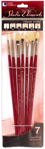 Loew-Cornell 1024948 Studio Elements Bristle Long Handle Mixed Detail Brush Set