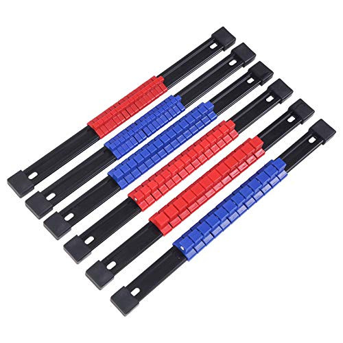 6PCS ABS Socket Organizer Drive Socket Holder, 3/8 Drive x 90 Clips Portable Socket Clip Rail Holder