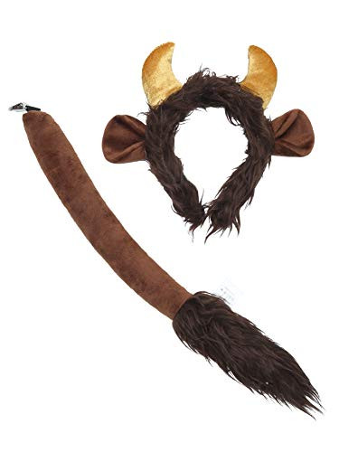 Soul Young Lion Wolf Faux Fur Ears and Tail Halloween Costume Party Cosplay Animal Accessory Set-One Size,Buffalo-