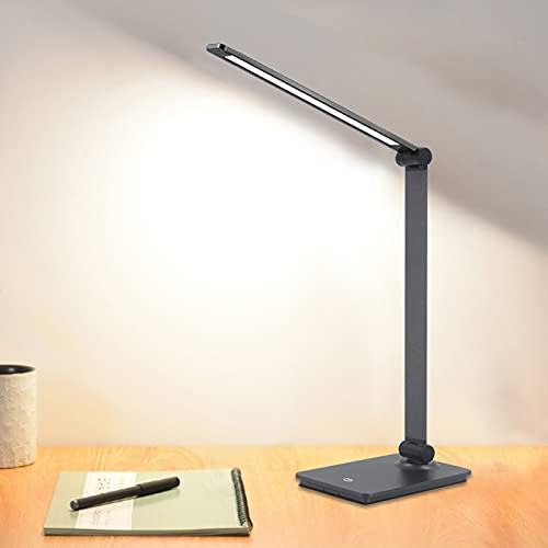 LED Desk Lamp, Foldable Desk Lamps for Home Office, Touch Control, 3 Brightness Levels, Eye-Caring Office Lamp Dimmable Table Desk Lamp Desk Lights for Work Study Reading, 5000K, 7W