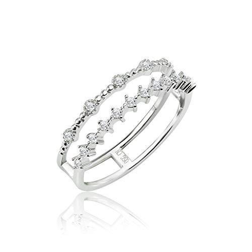 SOLIDSILVER- Sterling Silver Crystal Clear CZ Double Row Dainty Ring | Sizes 6