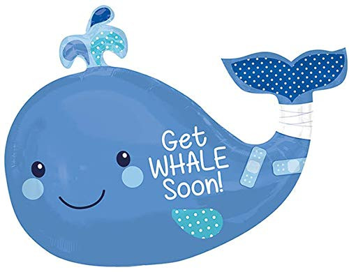 Get Whale Soon Adorable Blue Whale 34" Foil Balloon Get Whale Soon Adorable Blue Whale 34" Foil Balloon
