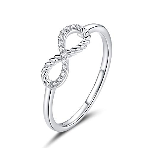 WOSTU Hypoallergenic 925 Sterling Silver Eternity Love Ring Women Silver Ring with Bright Cubic Zirconia for Women Valentines Day Birthday Gifts for her, size 6