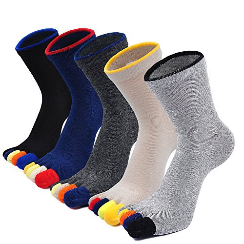 ZAKASA Mens Toe Socks Cotton Five Finger Crew Socks Athletic Running Socks 5 Pack -027 - 5Pairs, Men Shoe Size 7-11- ZAKASA Mens Toe Socks Cotton Five Finger Crew Socks Athletic Running Socks 5 Pack -027 - 5Pairs, Men Shoe Size 7-11-