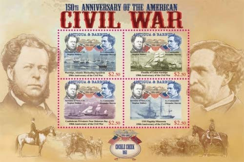 2011 150th Anniversary of The American Civil War, Collectible Sheet of 4 Stamps, MNH, Antigua and Barbuda