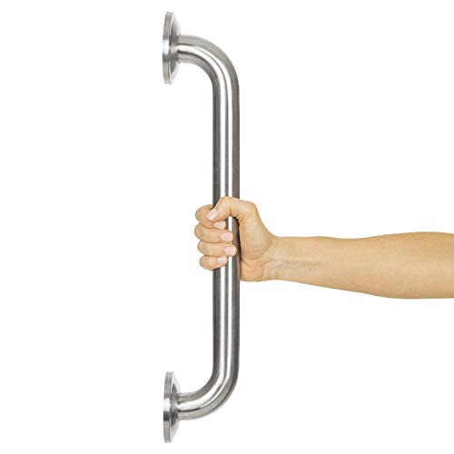 Vive Metal Grab Bar - Balance & Handrail Shower Assist - Bathroom & Bathtub Mounted Safety Hand Support Rail - Stainless Steel Wall Mount for Handicap, Bath Handle, Elderly, Disabled, Injury (16")