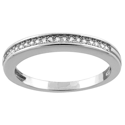Sterling Silver Cubic Zirconia Half Eternity Wedding Ring for Women 2.5mm Micro Pave Rhodium Finish Size 7