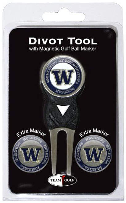 Team Golf NCAA Washington Huskies Divot Tool with 3 Golf Ball Markers Pack, Markers are Removable Magnetic Double-Sided Enamel Team Golf NCAA Washington Huskies Divot Tool with 3 Golf Ball Markers Pack, Markers are Removable Magnetic Double-Sided Enamel