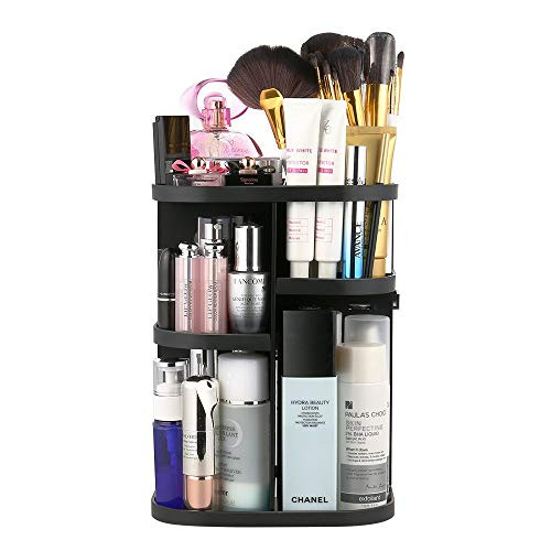 360 Rotating Makeup Organizer, Adjustable Multi-Function Acrylic Cosmetic Storage.