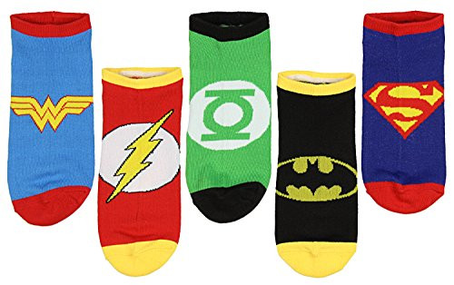 DC Comics Justice League Logos Adult 5 Pack Superhero Ankle No-Show Socks DC Comics Justice League Logos Adult 5 Pack Superhero Ankle No-Show Socks