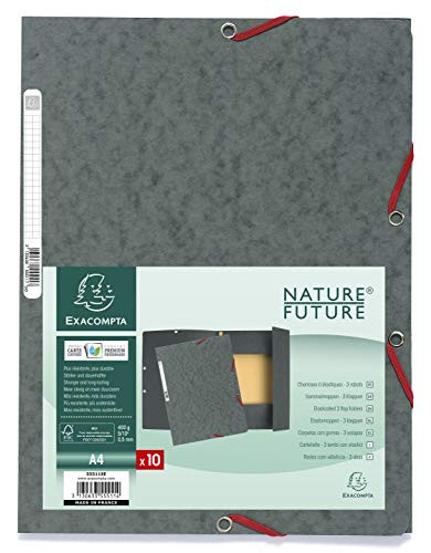 Exacompta 55511E Portfolio File Manila Cardboard Elasticated 3 Flap 400 g, DIN A4  Grey