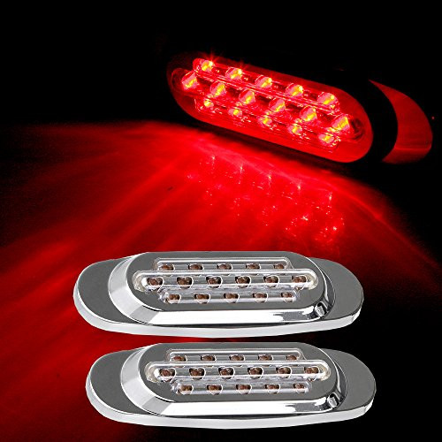 cciyu 2Pcs Red Oval Oblong Sealed LED Turn Signal and Parking Light Kit with Light, Grommet and Plug Replacement fit for Truck Trailer RV