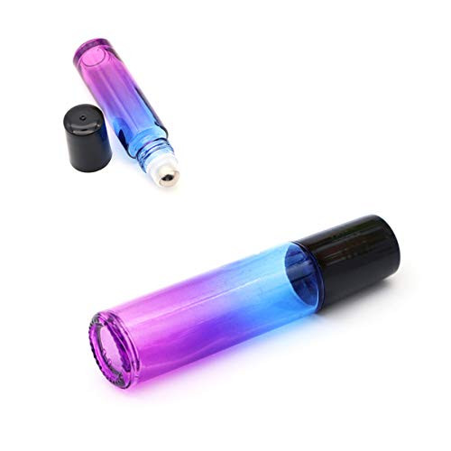 EXCEART 10pcs Lip Gloss Rollerball Tubes Glass Roll on Perfume Bottles with Stainless Roller Balls Empty Refillable Glass Roller Bottle with Cap for Aromatherapy Essential Oil 10ML